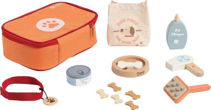 Classic World Set di giochi in legno per la cura degli animali in borsa, 16 pezzi