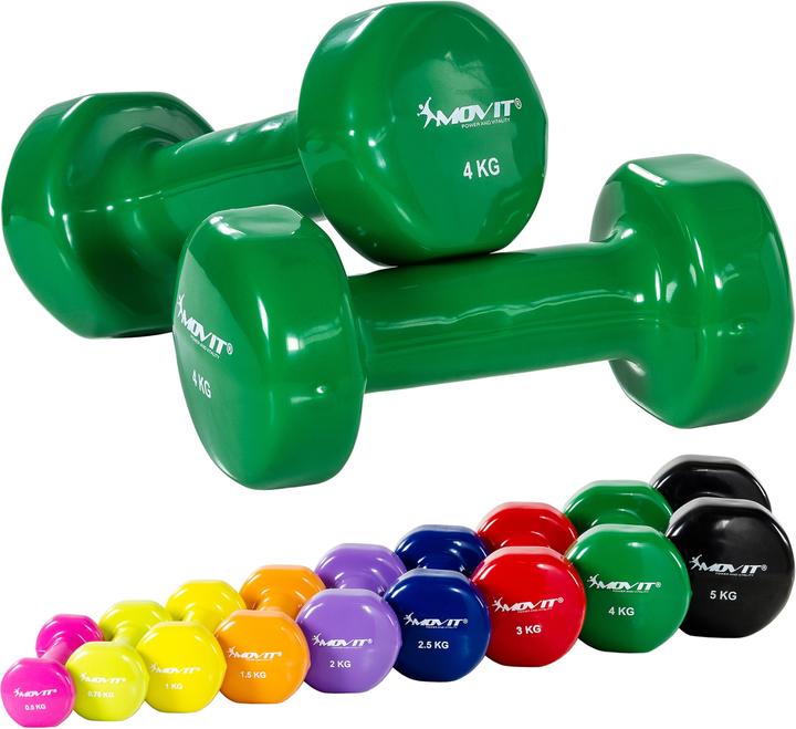 2 x 5kg Vert foncé Haltères en Vinyle - Paire d'halteres de musculation