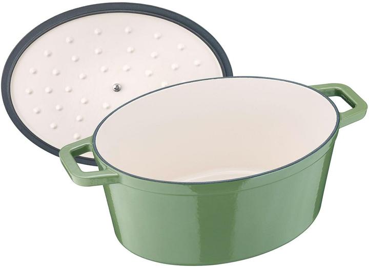 Immagine prodotto Berndes Cocotte B.IRON in ghisa ovale 31 x 24 cm 6 litri verde salvia INDUZIONE (23.90 cm, Pirofila + casseruola, Ghisa)