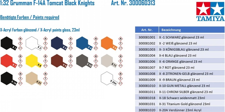 Actual product image Tamiya Grumman F-14A Tomcat Black Knights