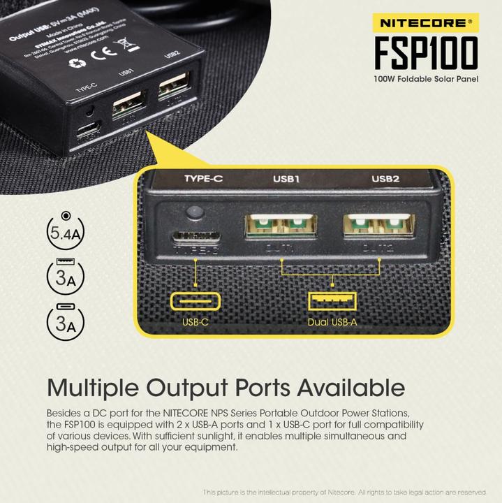 Actual product image Nitecore Solarpanel FSP100 - 100W (100 W, 2.10 kg)