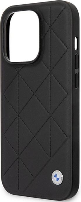 Actual product image BMW Case BMHCP14L22RQDK iPhone 14 Pro 6.1" czarny/black Leather Quilted (Apple iPhone 14 Pro)