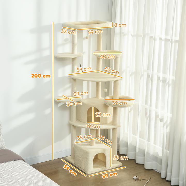 Actual product image PawHut Scratching post (200 cm, Beige+cream white)