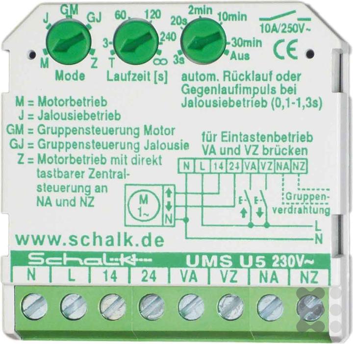 Produktbild Schalk AUF/ZU-Steuerung UMS U5 230VAC,2S,10A Jalousiesteuerung 4046929401036 (Rolladenaktor)