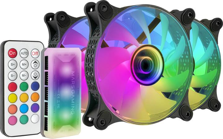 Mars Gaming Lot De 3 Ventilateurs Boitier Mf-3d RGB - 12cm (Noir) (120 mm, 3x)