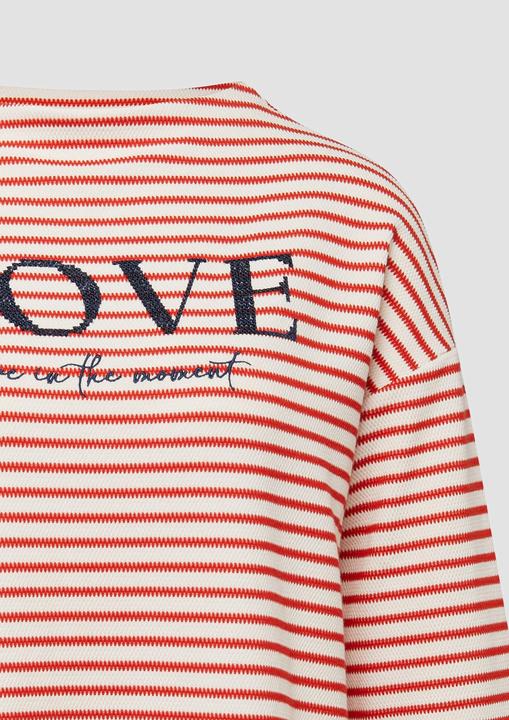 Produktbild s.Oliver Sweatshirt Gestreiftes Sweatshirt mit 3/4-Ärmeln und Stehkragen (36)