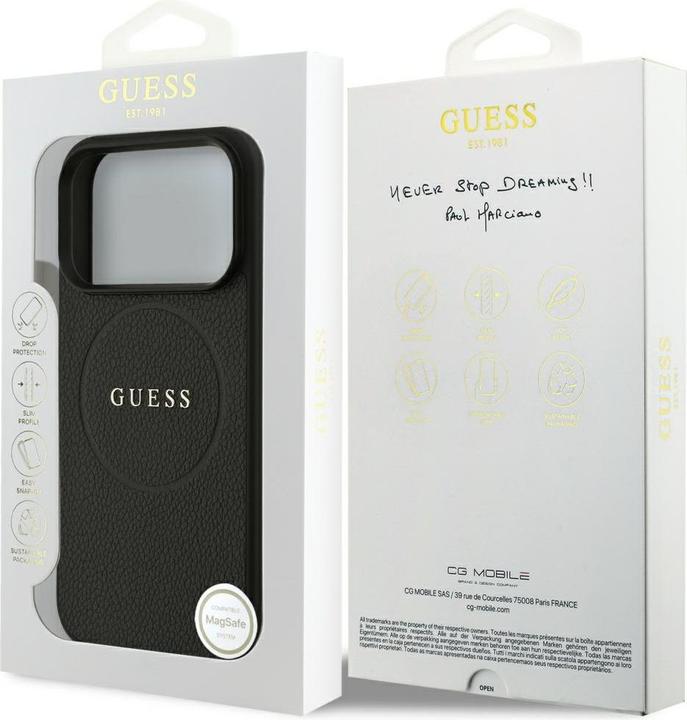 Actual product image Guess - Grained Gold Ring MagSafe (GUHMP17LPGHSMMK) - iPhone 17 Pro - Black (Apple iPhone 17 Pro)