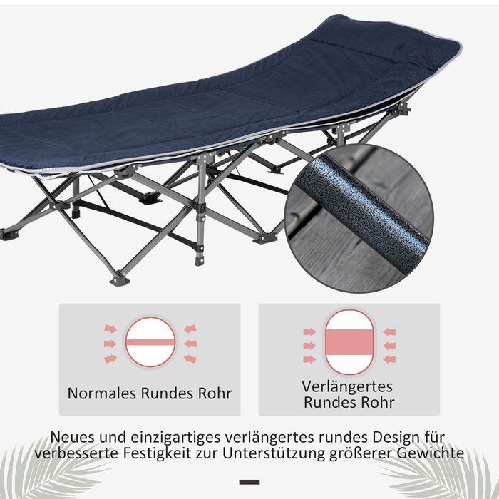 Image du produit Swisshandel24 Campingbett klappbar Feldbett mit Kopfkissen, 188x64.5x53cm, dunkelblau
