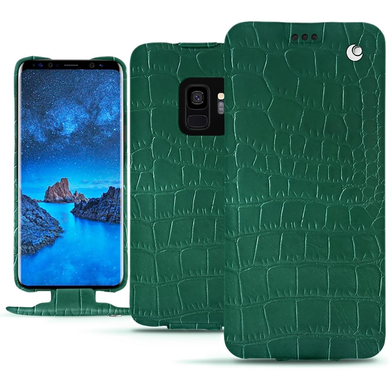 Noreve Lederschutzhülle vertikal (Samsung Galaxy S9), Smartphone Hülle, Grün