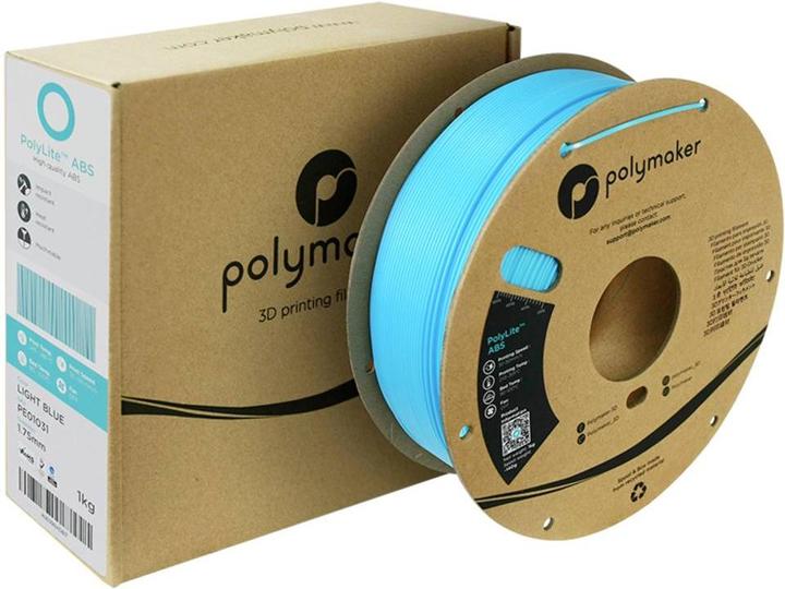 Actual product image Polymaker PolyLite ABS Hellblau 1,75 mm 1000 g (ABS, 1.75 mm, 1000 g)