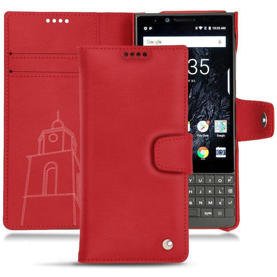 Noreve Lederschutzhülle Wallet (Blackberry KEY2), Smartphone Hülle, Rot
