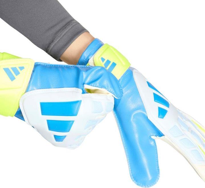 Actual product image Adidas Predator Training Kids' Goalkeeper Gloves White, Yellow, and Blue KA7793 (5)