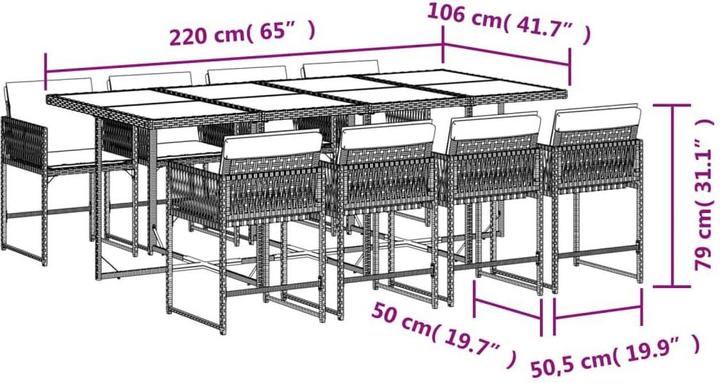 Produktbild vidaXL Garten Essgruppe (220 x 106 x 73 cm)