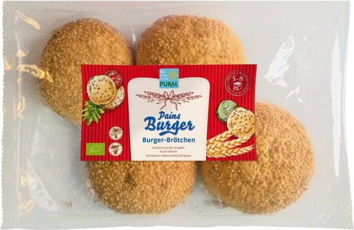 Actual product image Pural Burger Brötchen mit Sesam Bio (240 g)