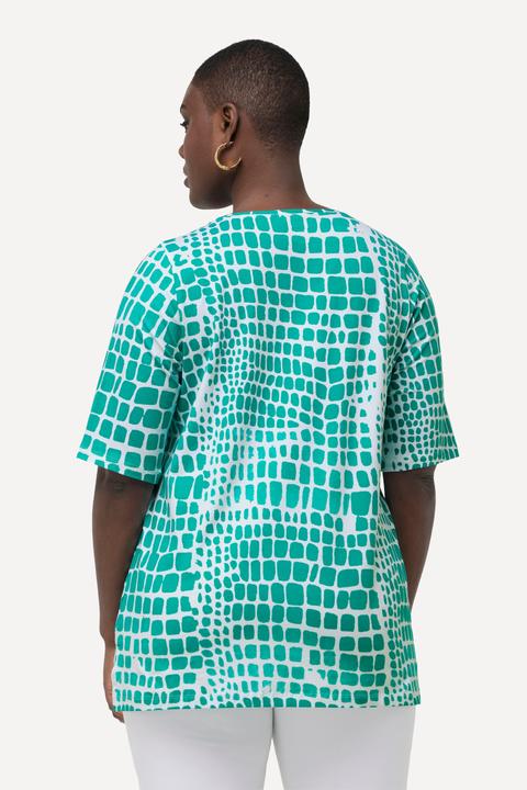 Immagine prodotto Ulla Popken T-shirt in cotone Pima con applicazioni, scollo a girocollo e mezze maniche (42, 44)