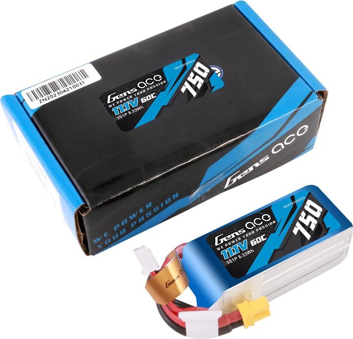 Produktbild Gens Ace 750MAH 11.1V 60C 3S1P LIPO BATTERY PACK WITH XT30 (11.10 V, 750 mAh)