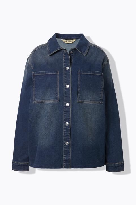 Actual product image Studio Untold Denim Raw Edge Blouse (60)