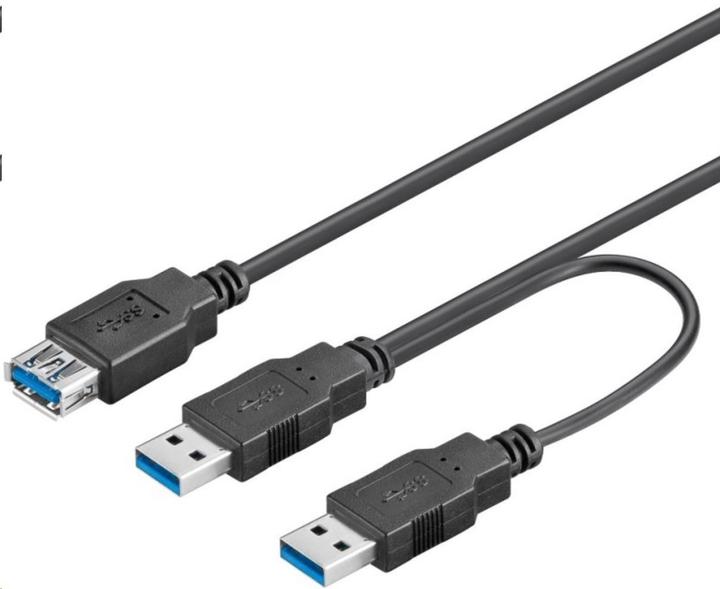 Produktbild PremiumCord USB Y-Kabel A/Männlich + A/Männlich + A/Weiblich (0.40 m, USB 3.0)