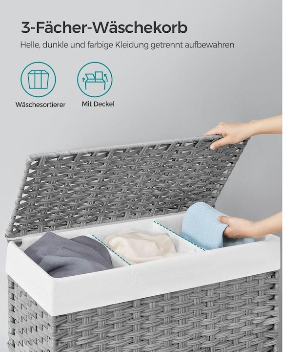 Actual product image Songmics Wäschekorb auf Rollen 140 l, Grau, Detailfarbe: Grau (140 l)