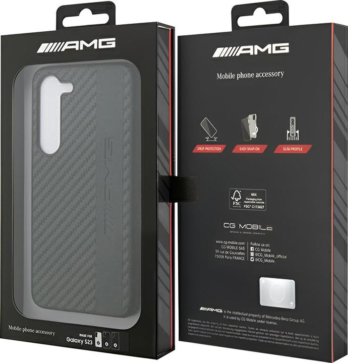 Immagine prodotto Mercedes AMG AMHCS23SBLSCA S23 S911 custodia rigida nera in carbonio con strisce e rilievo (Samsung Galaxy S23)