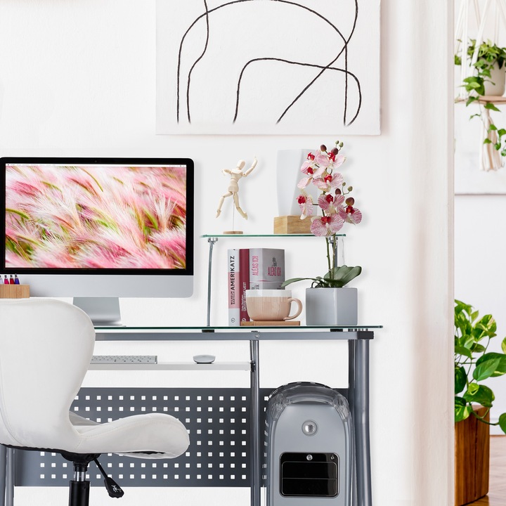 Actual product image Relaxdays Computer Desk With Glass-top (105 x 55 x 98 cm)