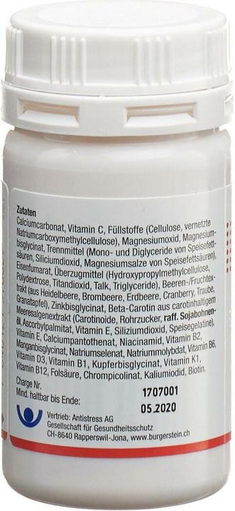 Nutritional values and ingredients Burgerstein Sport (60 pcs., Pills, 80 g)