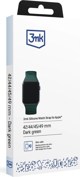 Produktbild 3MK Silicone Watch Strap Ciemnozielony/ Dark Green dla Apple Watch 42/44/45/49mm (Silicone, Stainless Steel)