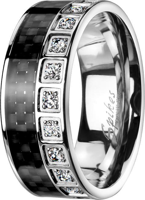 Immagine prodotto Star Piercing Anello argento carbonio e cristalli (57, Acciaio)