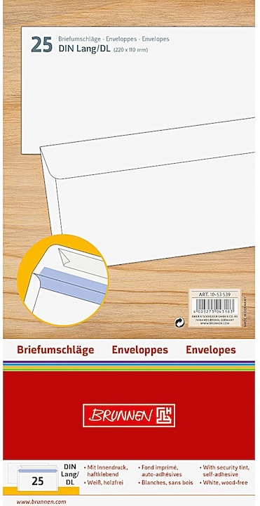 Produktbild Briefumschlag DL (220 x 110 mm, 25 x)
