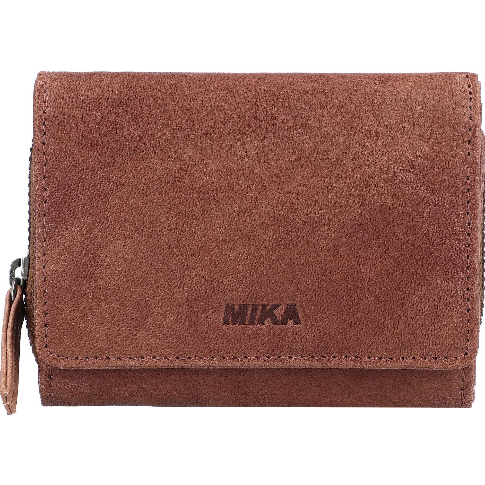 Mika, Damen, Portemonnaie, Damengeldb”rse, aus Leder, Farbe: grau-braun, Grau
