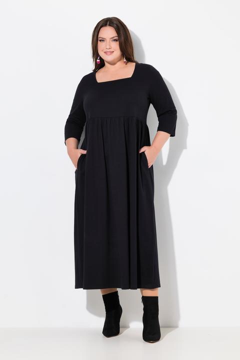 Actual product image Ulla Popken Square Neck Empire Knit A-line Pocket Dress (62)