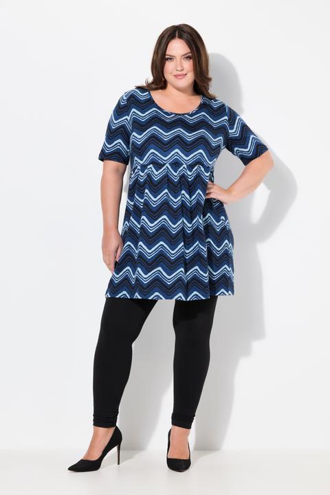 Immagine prodotto Ulla Popken Maglia dal taglio lungo e svasato con design a spina di pesce, scollo a girocollo e maniche a 3/4 (50, 52)