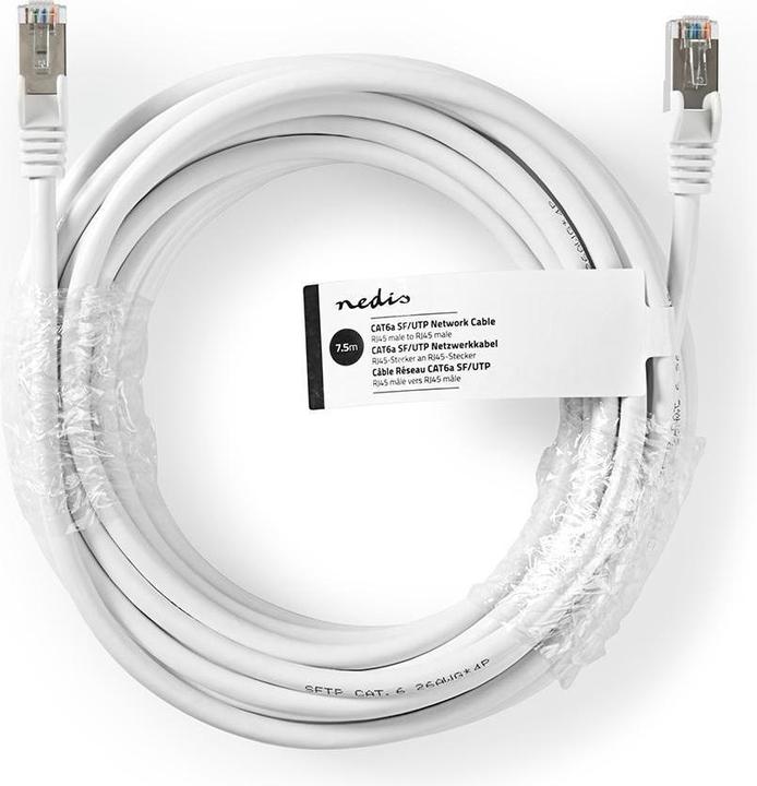 Immagine prodotto Nedis Cavo da RJ45 a RJ45 Cat 6a - Bianco (SF/UTP, CAT6a, 7.50 m)