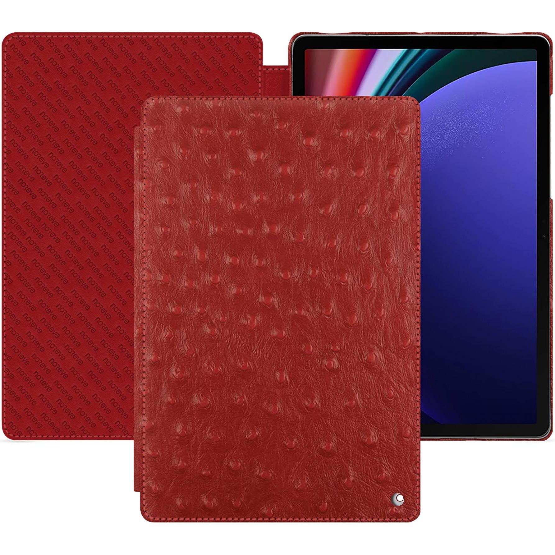 Noreve Lederschutzhülle horizontal (Galaxy Tab S9+), Tablet Hülle, Rot