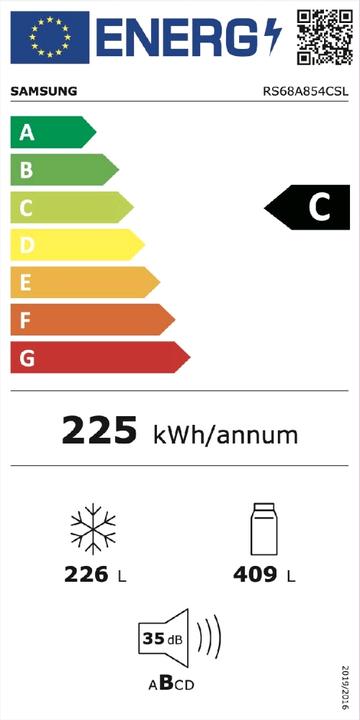 Energy Label Samsung RS68A854CSL (625 l)
