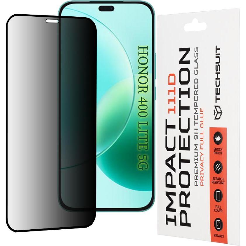 Techsuit - 111D Privacy Full Glue - Honor 400 Lite - Black (Honor X8b, Honor X8c), Pellicola protettiva smartphone, Nero