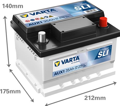 Varta AUX1 SILVER DYNAMIC AUXILIARY SLI 535 106 052 Stützbatterie 35Ah (12 V, 35 Ah, 520 A)