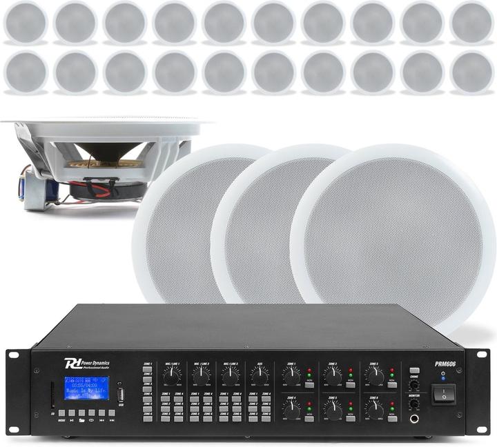 Produktbild Power Dynamics uitgebreide plafond speaker set met 24 speakers - 100V - Wit