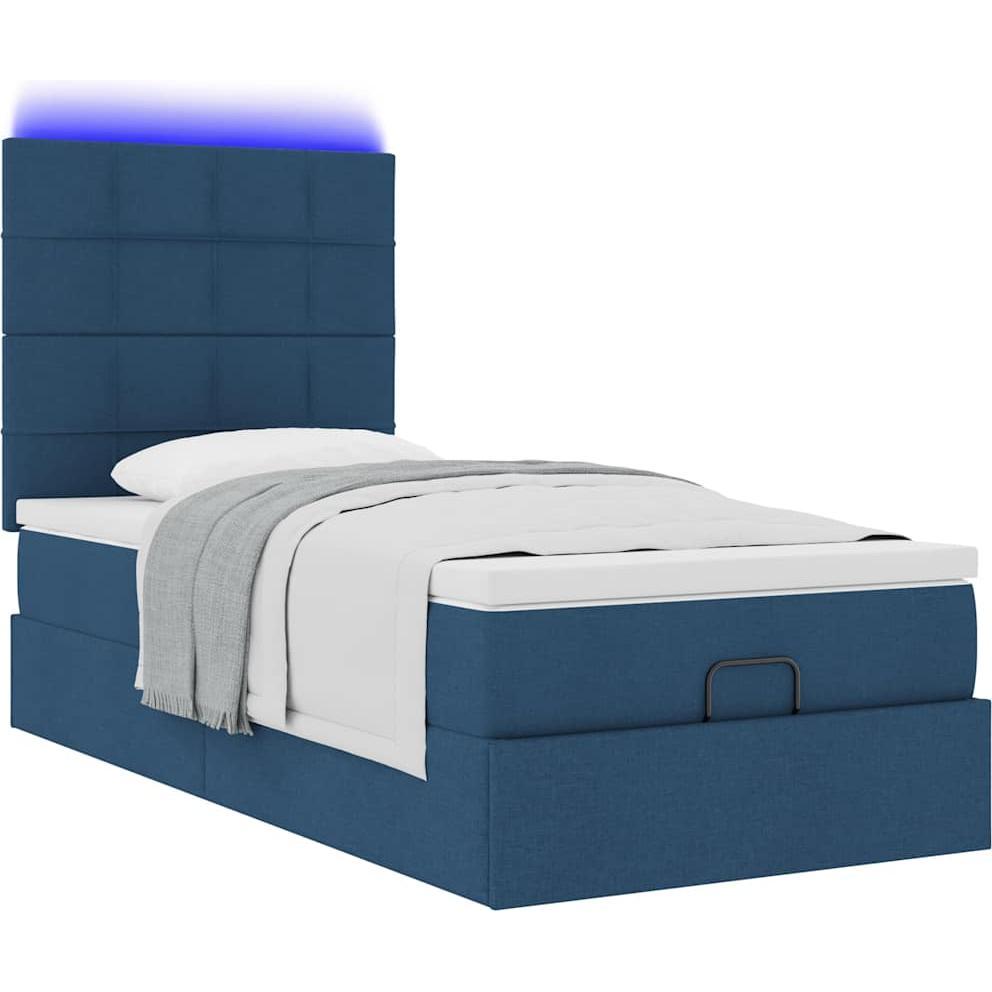 VidaXL, Bett, Ottoman-Bett mit Matratze Blau 90x190 cm Stoff (90 x 190 cm)