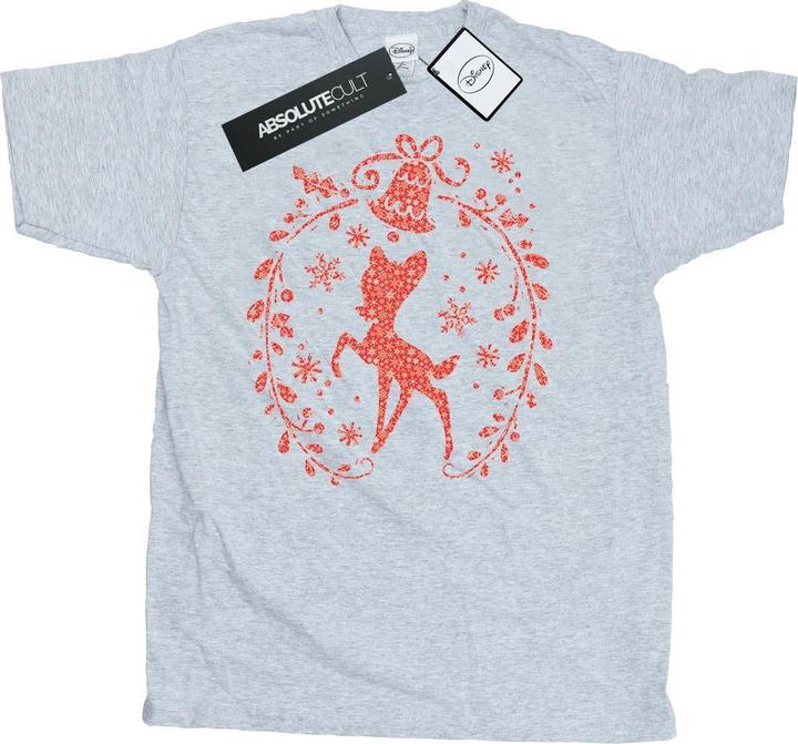 Actual product image Disney Womens/Ladies Bambi Christmas Wreath Cotton Boyfriend T-Shirt (S)