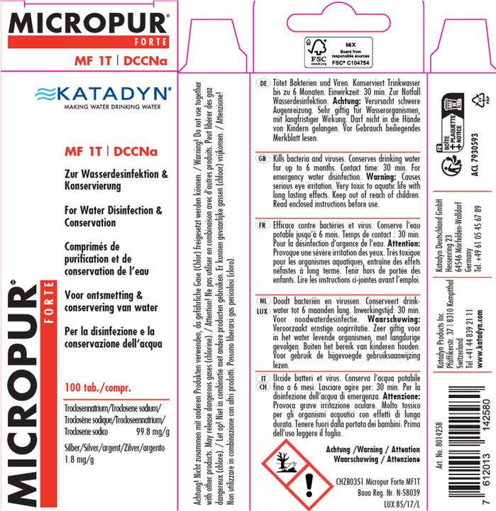 Valori nutrizionali e ingredienti Katadyn Forte MF Tabletten