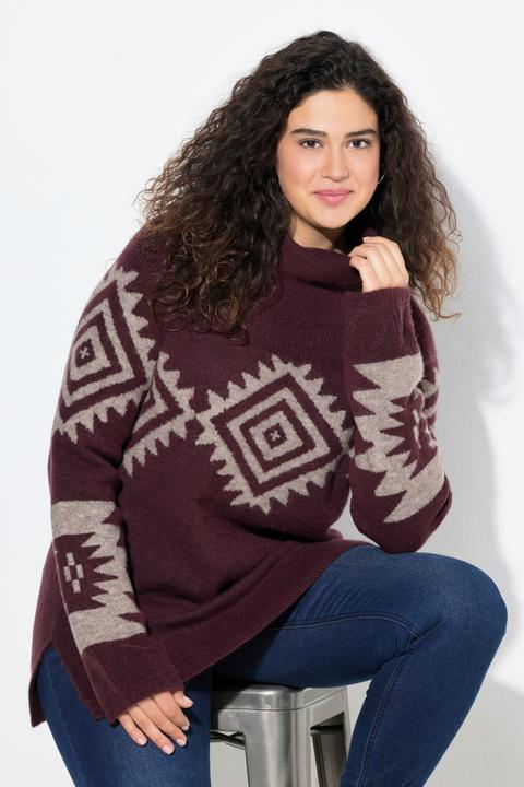 Produktbild Ulla Popken Pullover, Strickmuster, Rollkragen, Raglan-Langarm (46, 48)