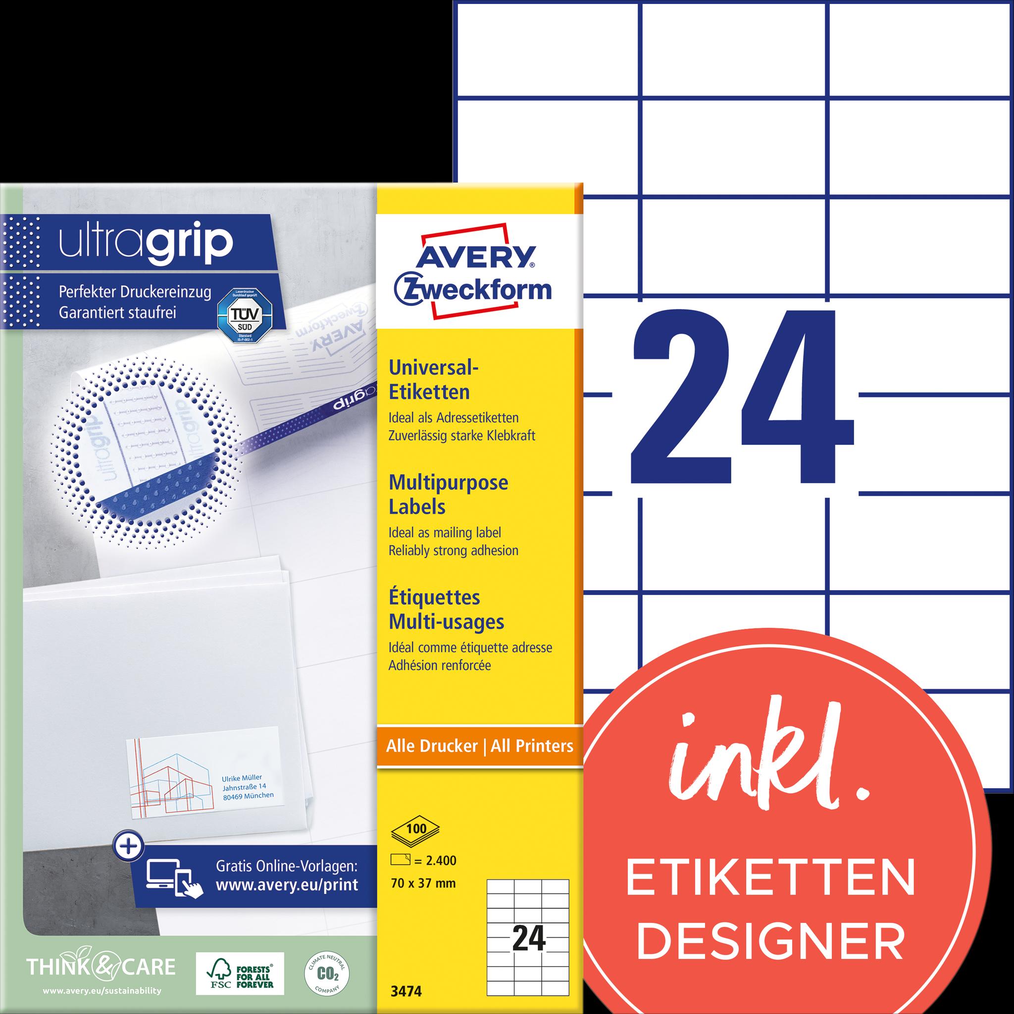 Avery, Etiketten, Universal-Etiketten