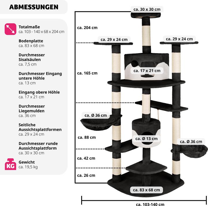 Immagine prodotto tectake Nelly (204 cm, Bianco, Nero)