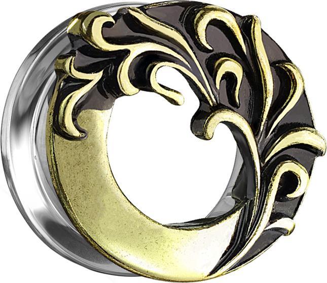 Image du produit Star Piercing Flesh Tunnel vieil or Tribal Welle (Titane, sans laiton)