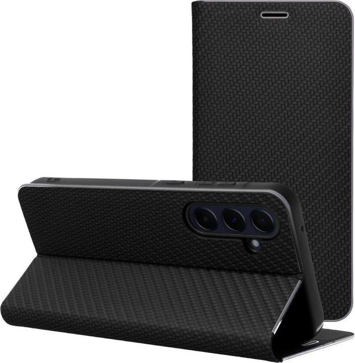 Produktbild OEM Buchtasche LUNA Book Carbon für SAMSUNG S23 Ultra schwarz (Samsung Galaxy S23 Ultra)