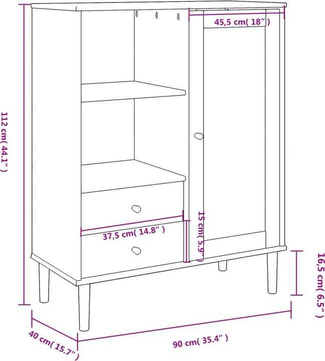 Image du produit vidaXL Highboard (90 x 40 x 112 cm)