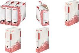 Produktbild Dymo Archiv-Schachtel SPEEDBOX, DIN A4, weiss/rot,(B)80 mm aus 100% recycelter Pappe, zu 100% wied (A4)