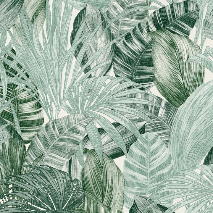 Actual product image A.S. Création Greenery with palm print in jungle look (53 x 1005 cm)