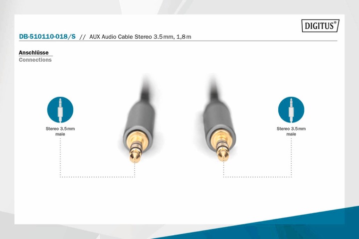 Produktbild Digitus Audio Anschlusskabel, 3,5 mm Klinke auf 3,5 mm Klinke (1.80 m)